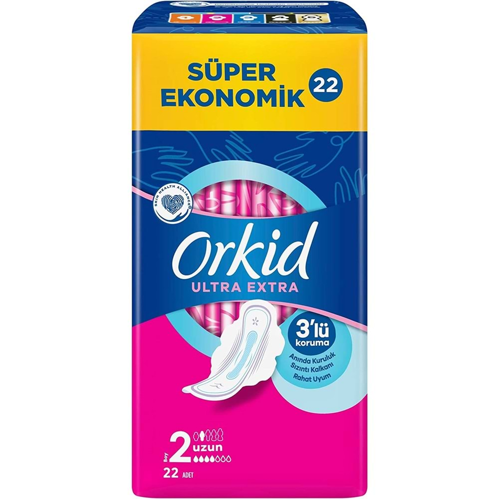 Orkid Hijyenik Ped Ultra Extra Koruma Uzun 22 Adet Süper Ekonomik Pk