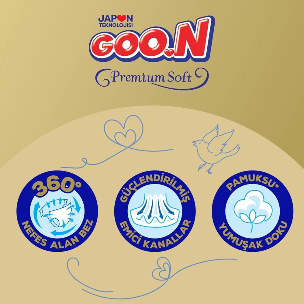 Goon Premium Soft Bebek Bezi Beden:4 (9-14Kg) Maxi 34 Adet Jumbo Pk