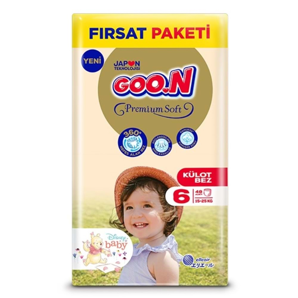 Goon Premium Soft Külot Bebek Bezi Beden:6 (15-25Kg) Extra Large 48 Adet Fırsat Pk