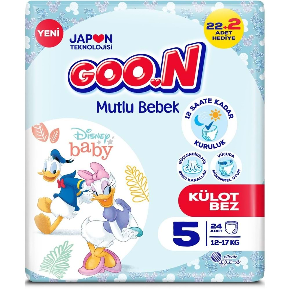 Goon Mutlu Bebek Külot Bebek Bezi Beden:5 (12-17Kg) Junior 24 Adet Jumbo Pk