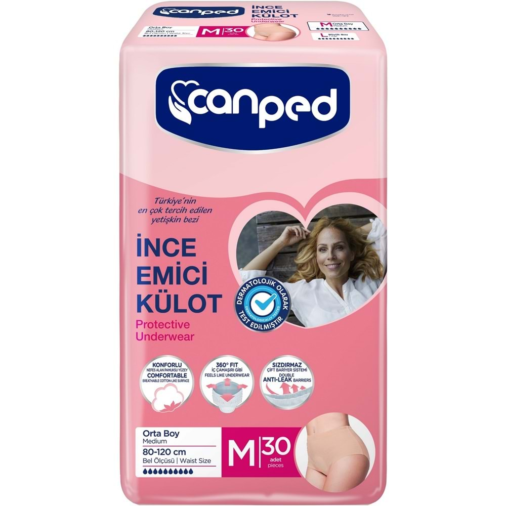 Canped Külotlu Mesane Pedi - İnce Emici Külot Orta/Medium 30 Adet Tekli Pk