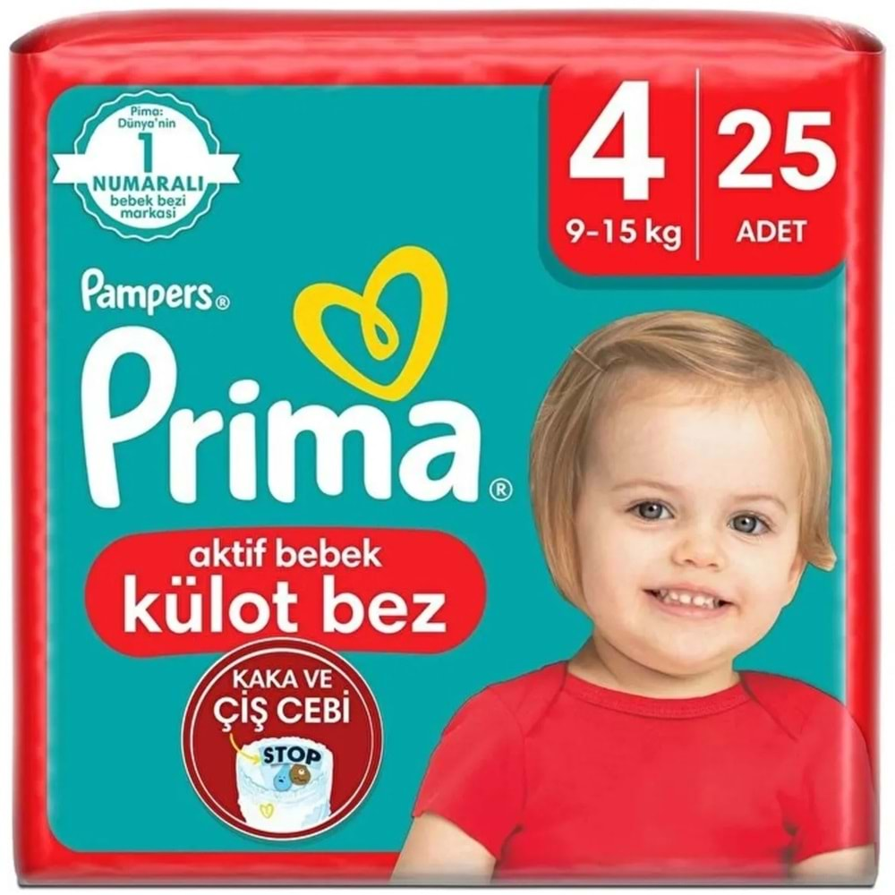 Prima Külot Bebek Bezi Beden:4 (9-15KG) Maxi 25 Adet Ekonomik Pk