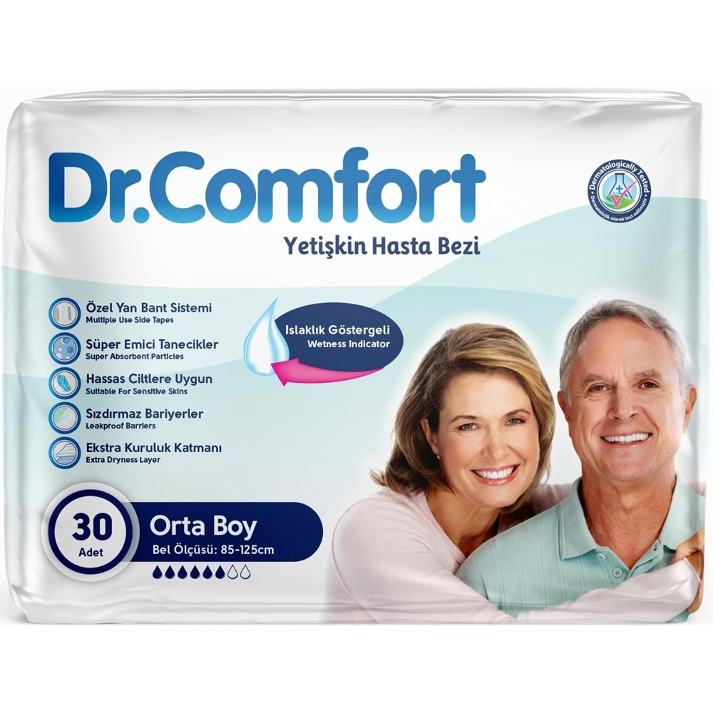 Dr.Comfort Yetişkin Hasta Bezi Bel Bantlı Tekstil Yüzeyli M - Orta - Medium 30 Adet