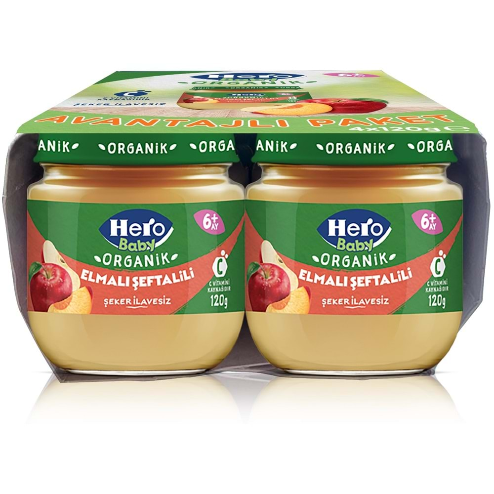 Hero Baby Kavanoz Maması 120GR Avantaj Pk (4 Lü Set) Elmalı Şeftalili