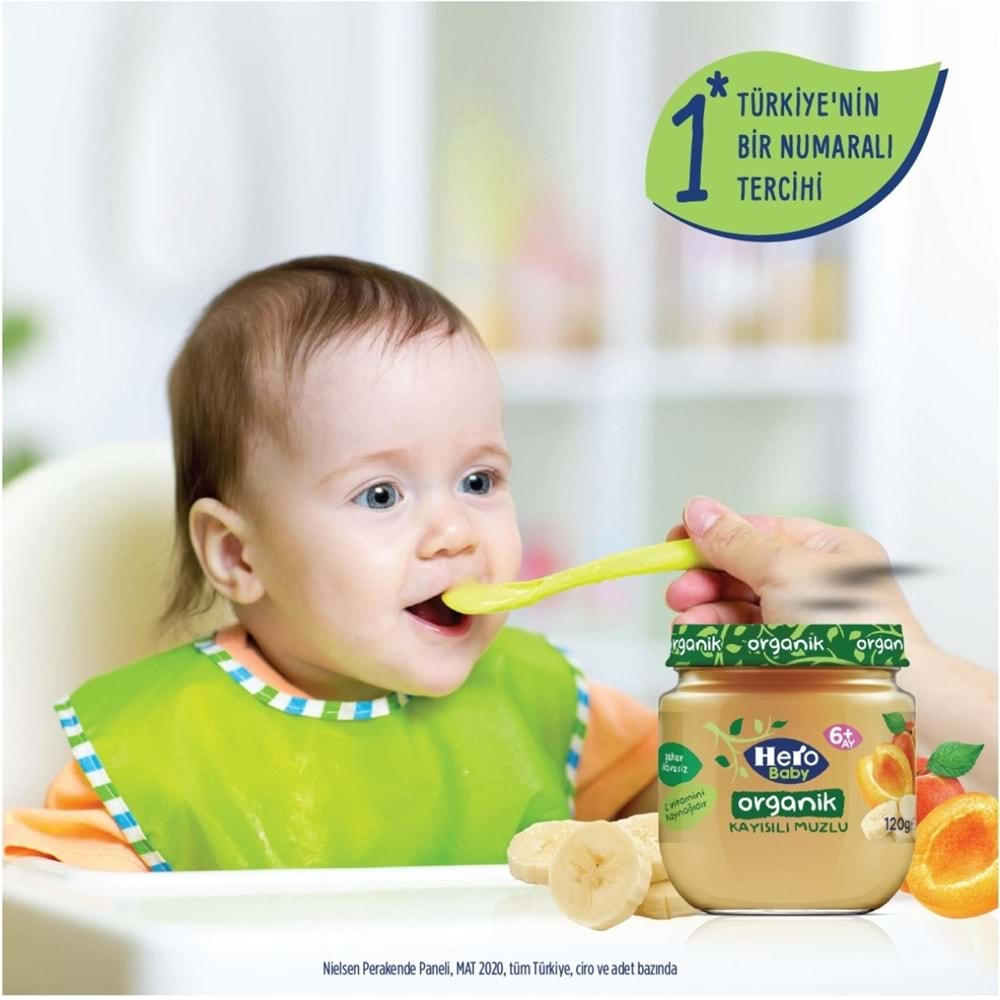 Hero Baby Kavanoz Maması 120GR Organik Kayısılı Muzlu