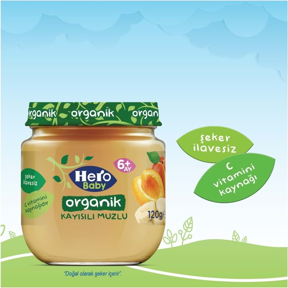 Hero Baby Kavanoz Maması 120GR Organik Kayısılı Muzlu