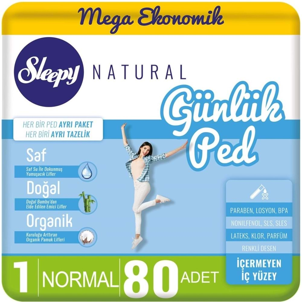 Sleepy Natural Günlük Ped Normal 80 Adet Mega Pk