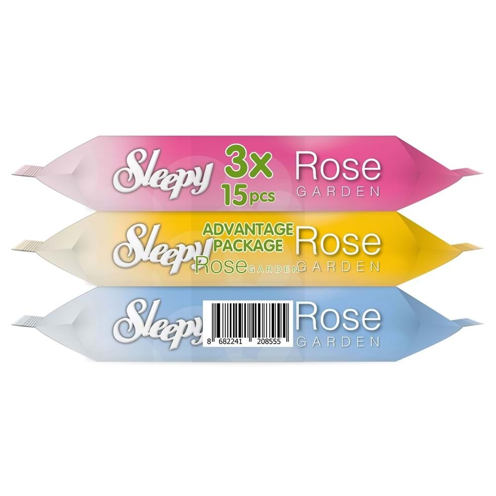 Sleepy Islak Havlu Cep Mendil (3 Lü Pk) 15 Yaprak Travel Pk Rose/Garden (45 Yaprak)