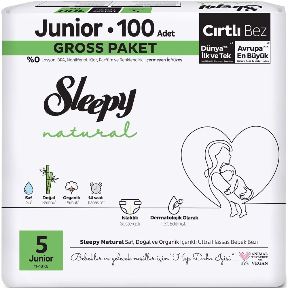 Sleepy Bebek Bezi Natural Beden:5 (11-18KG) Junior 100 Adet Gross Pk