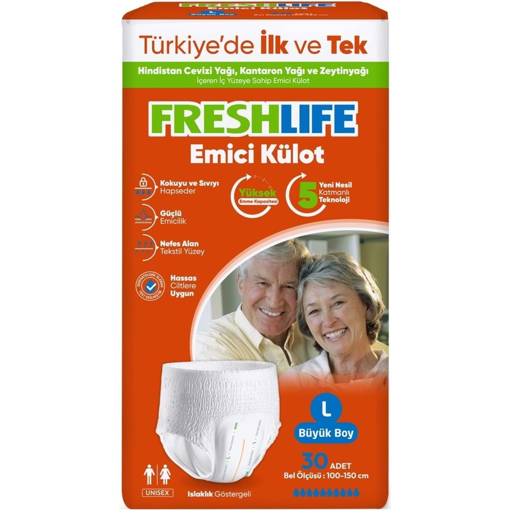 FreshLife Emici Külot Hasta Bezi Large - Büyük - L (30 Adet)