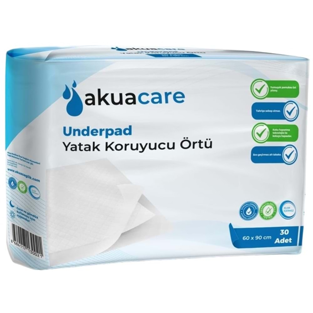 Akuacare Hasta Alt Açma Yatak Koruyucu Örtü 60*90 CM (İç Adet 30 Adet)