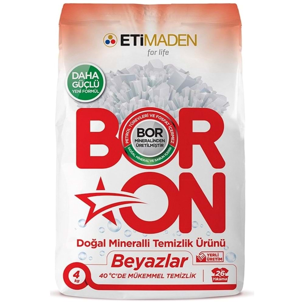 Boron Matik Toz Çamaşır Deterjanı 4kg Doğal Mineralli (Beyazlar İçin)