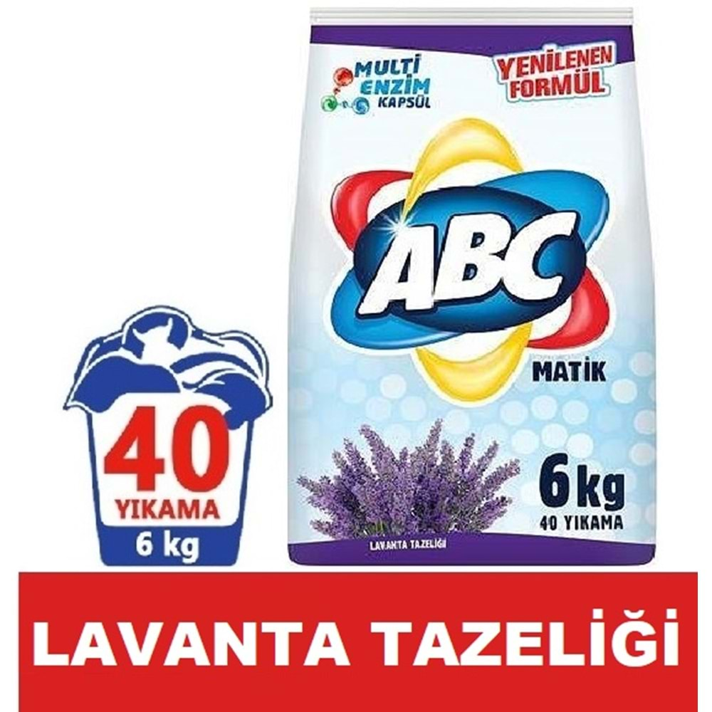 Abc Matik Toz Çamaşır Deterjanı 6Kg Lavanta Tazeliği (40 Yıkama)