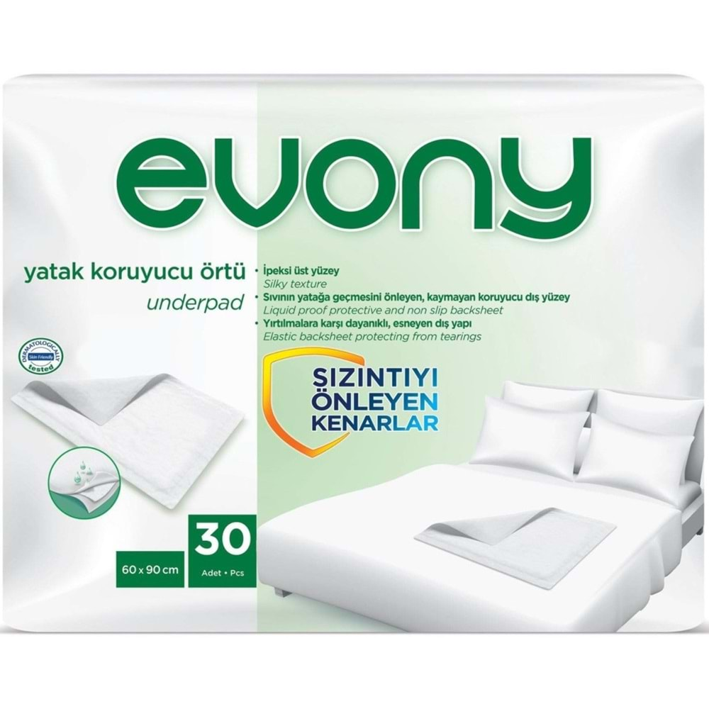 Evony Hasta Yatak Koruyucu Örtü 60*90Cm 30 Adet Tekli Pk (Kaymaz Özellikli)