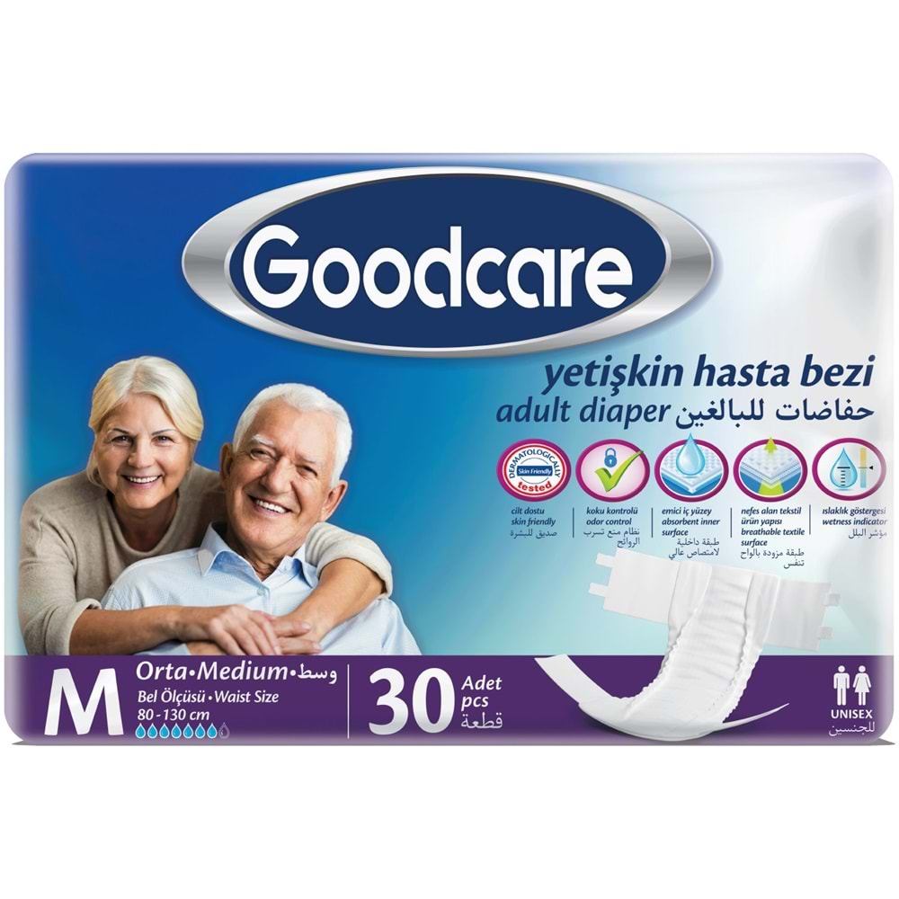 Goodcare Hasta Bezi Yetişkin Bel Bantlı Tekstil Yüzey M Medium - Orta 30 Adet Tekli Pk