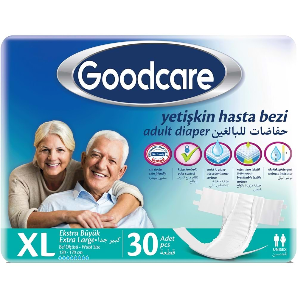 Goodcare Hasta Bezi Yetişkin Bel Bantlı Tekstil Yüzey XL Extra Large - Ekstra Büyük 30 Adet Tekli Pk