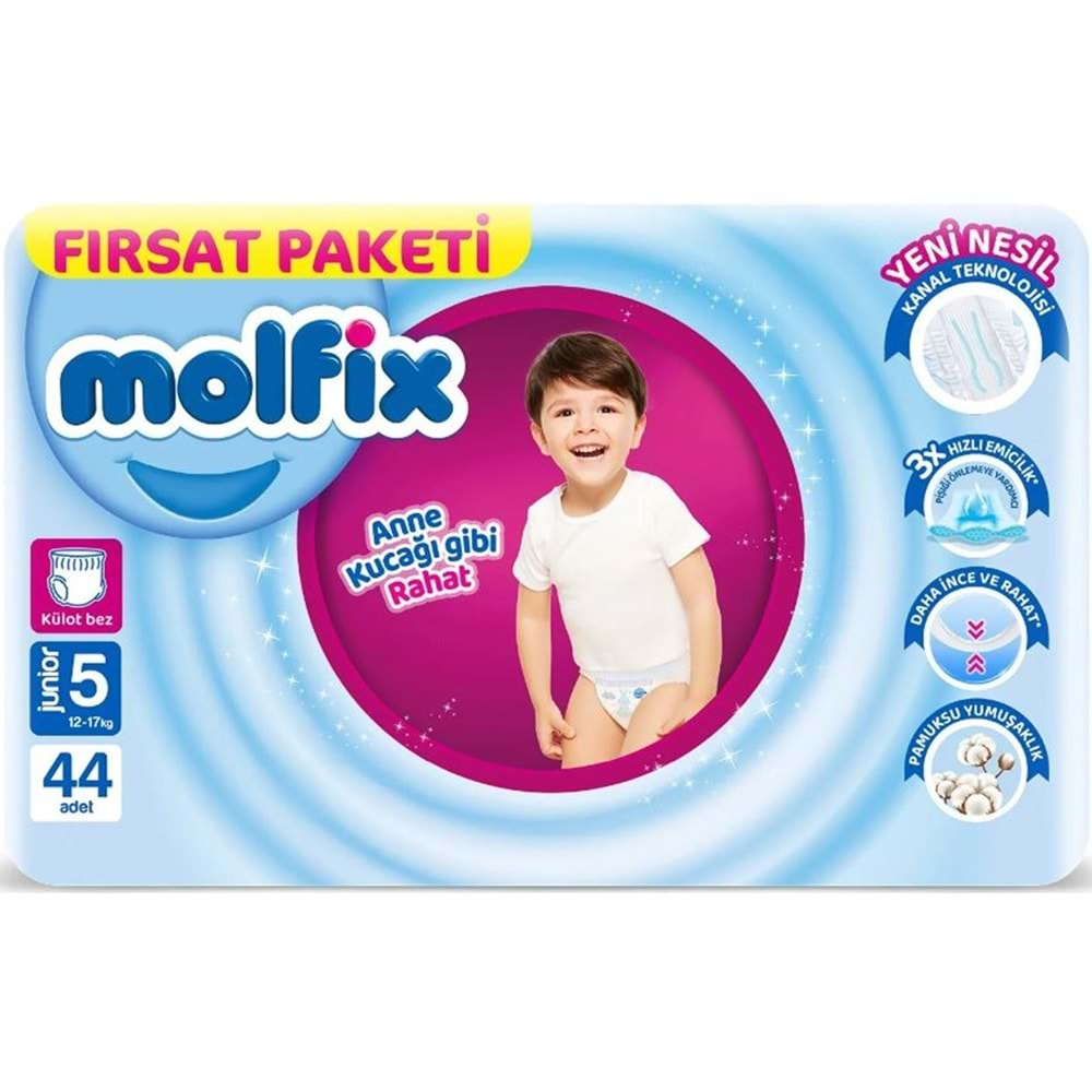 Molfix Külot Bebek Bezi Beden:5 (12-17KG) Junior 44 Adet Fırsat Pk