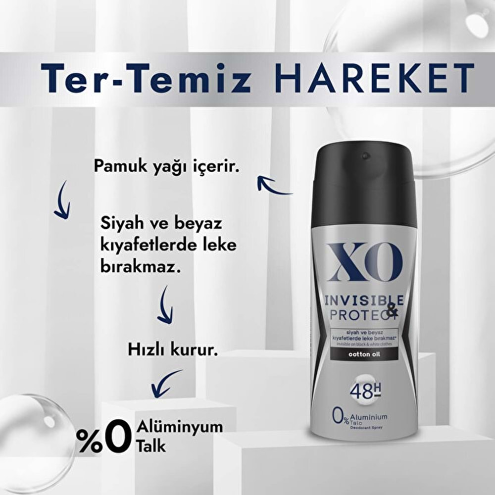 XO Deodorant 150ML Men-Erkek Invisible & Protect