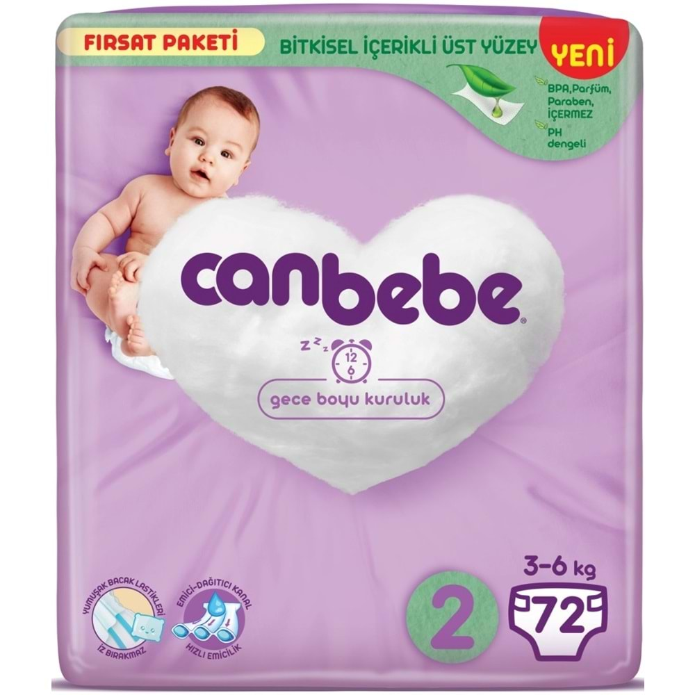 Canbebe Bebek Bezi Beden:2 (3-6Kg) Mini 72 Adet Fırsat Paket