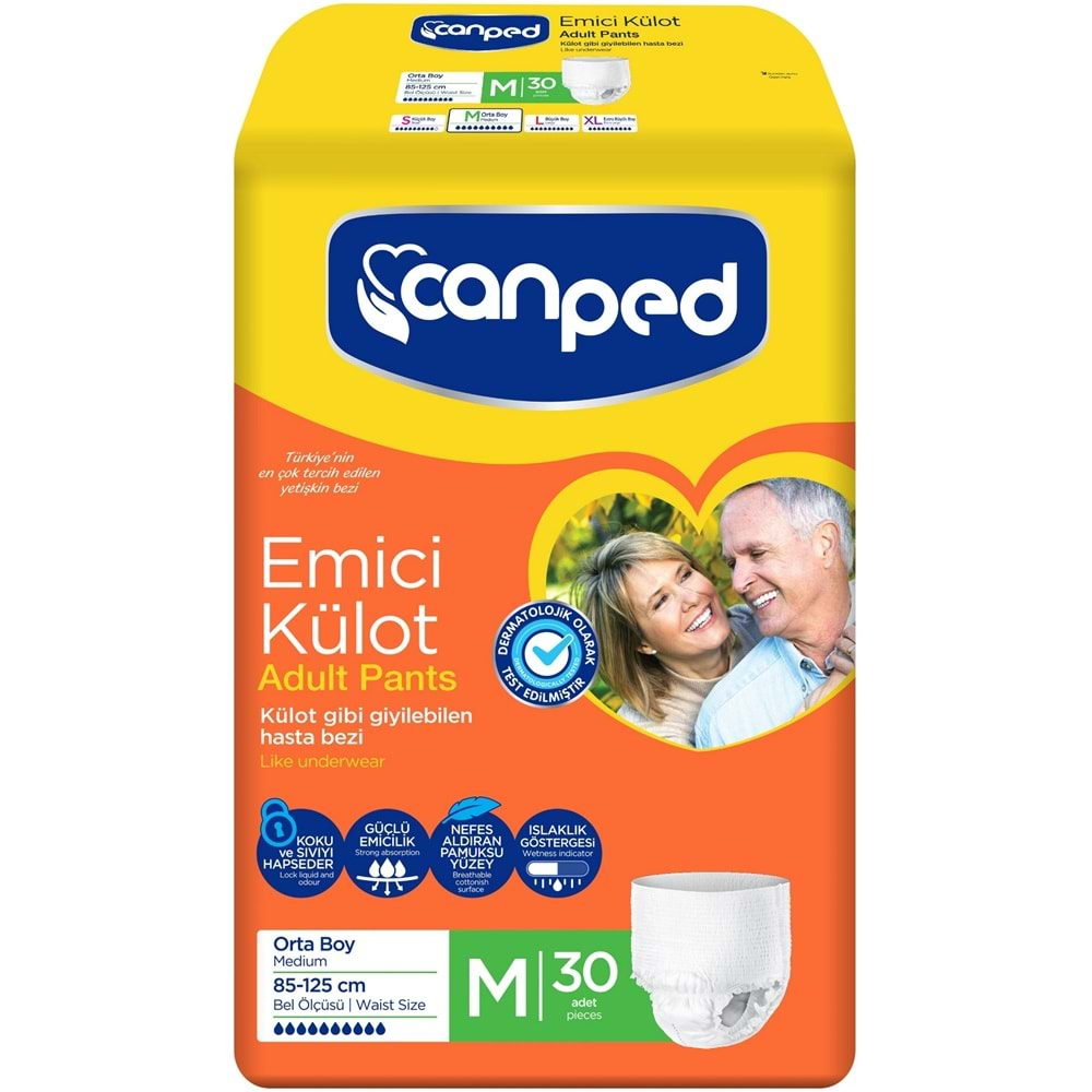 Canped Emici Külot Hasta Yetişkin Bezi Orta/Medium 30 Adet Dev Ekonomik Pk