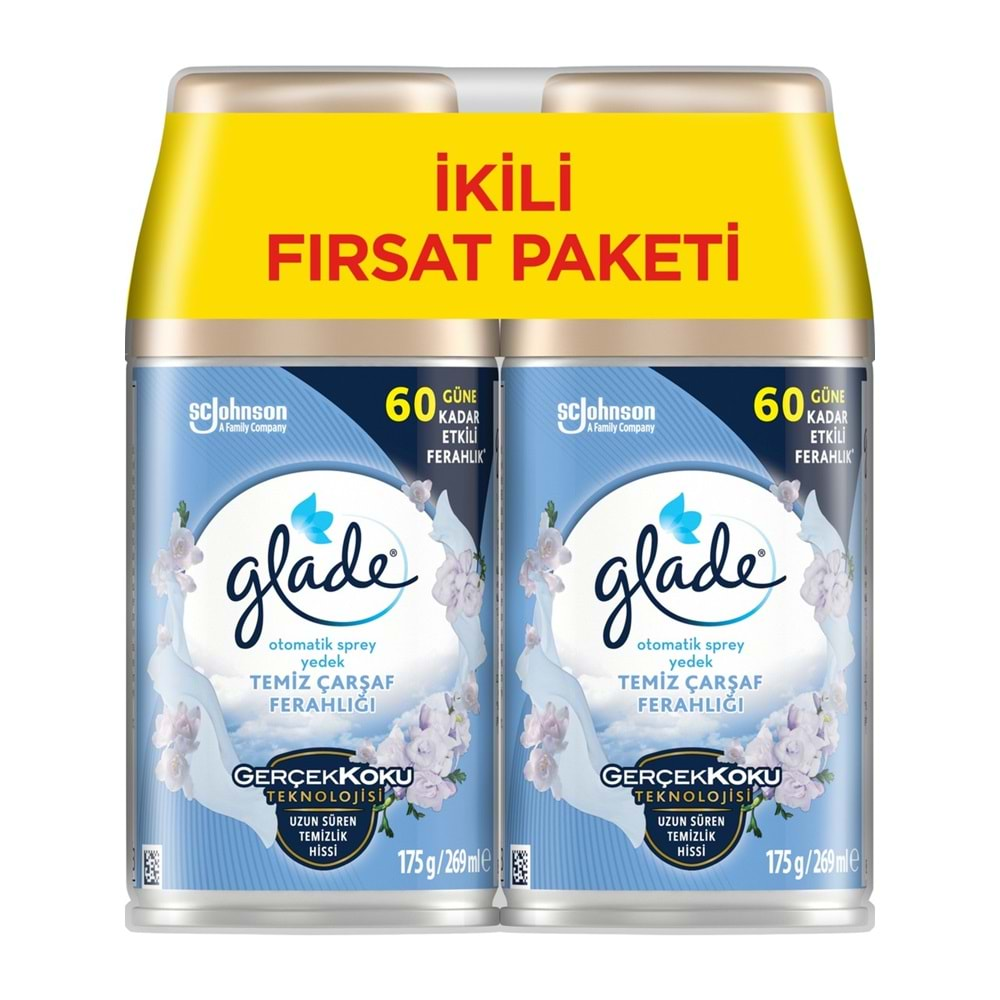 Glade Oda Kokusu Otomatik Sprey Yedek 269ML (2 Li Set) Temiz Çarşaf Ferahlığı