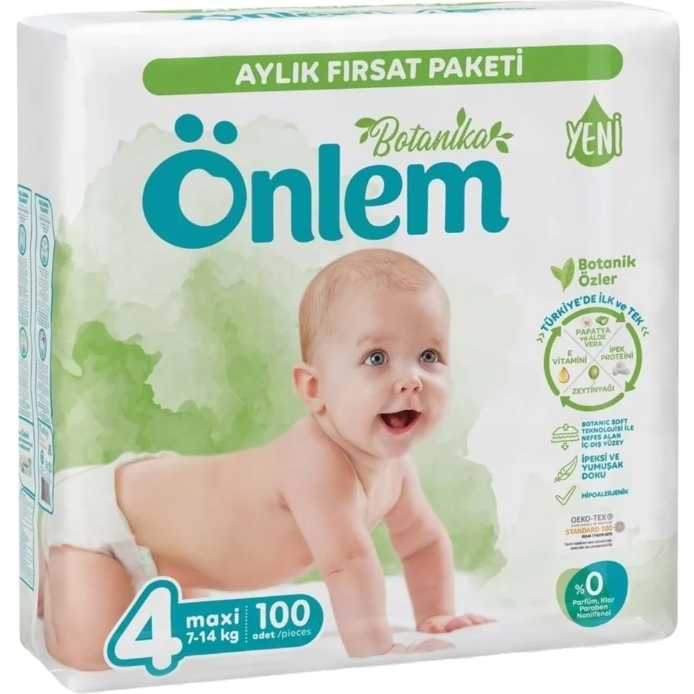 Önlem Bebek Bezi Botanika Beden:4 (4-9KG) Maxi 100 Adet Aylık Fırsat Pk