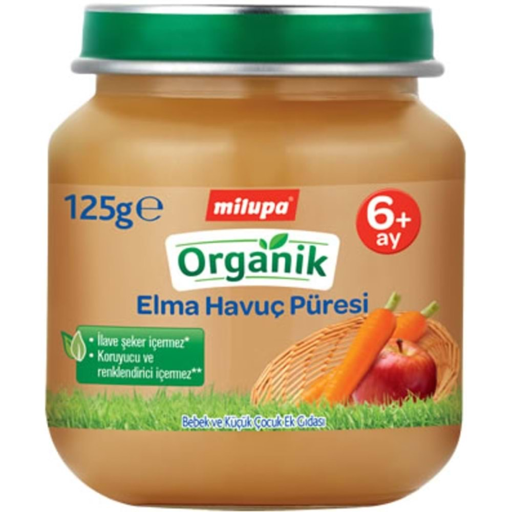 Milupa Organik Kavanoz Maması Püre 125GR Elma Havuç