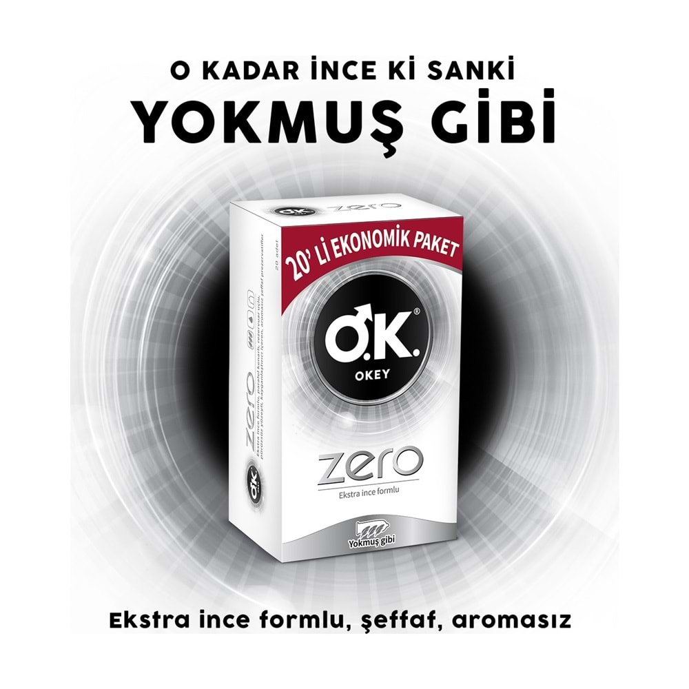 Okey Prezervatif 20 Adet Zero (Ekstra İnce Formlu) Ekonomik Pk