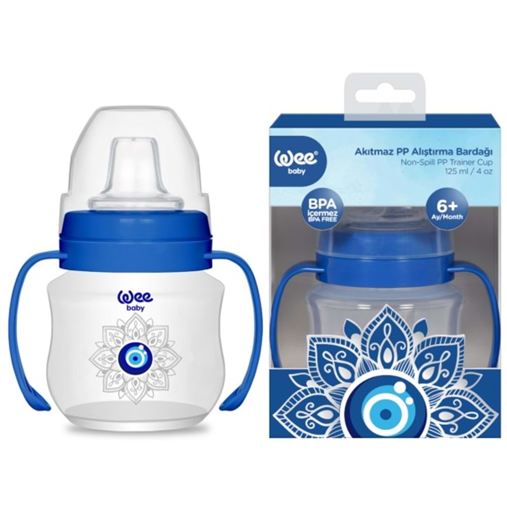 Wee Baby Akıtmaz Kulplu PP Bardak (Alıştırma Bardağı) 125ML Nazar Boncuğu