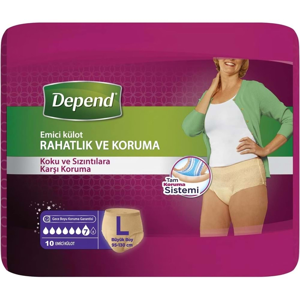 Depend Emici Külot Hasta Bezi Medium - Orta Kadın (10 Adet) Tekli Pk