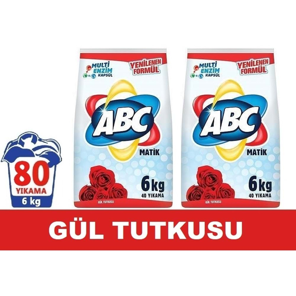 Abc Matik Toz Çamaşır Deterjanı 6+6 12Kg Gül Tutkusu (80 Yıkama)