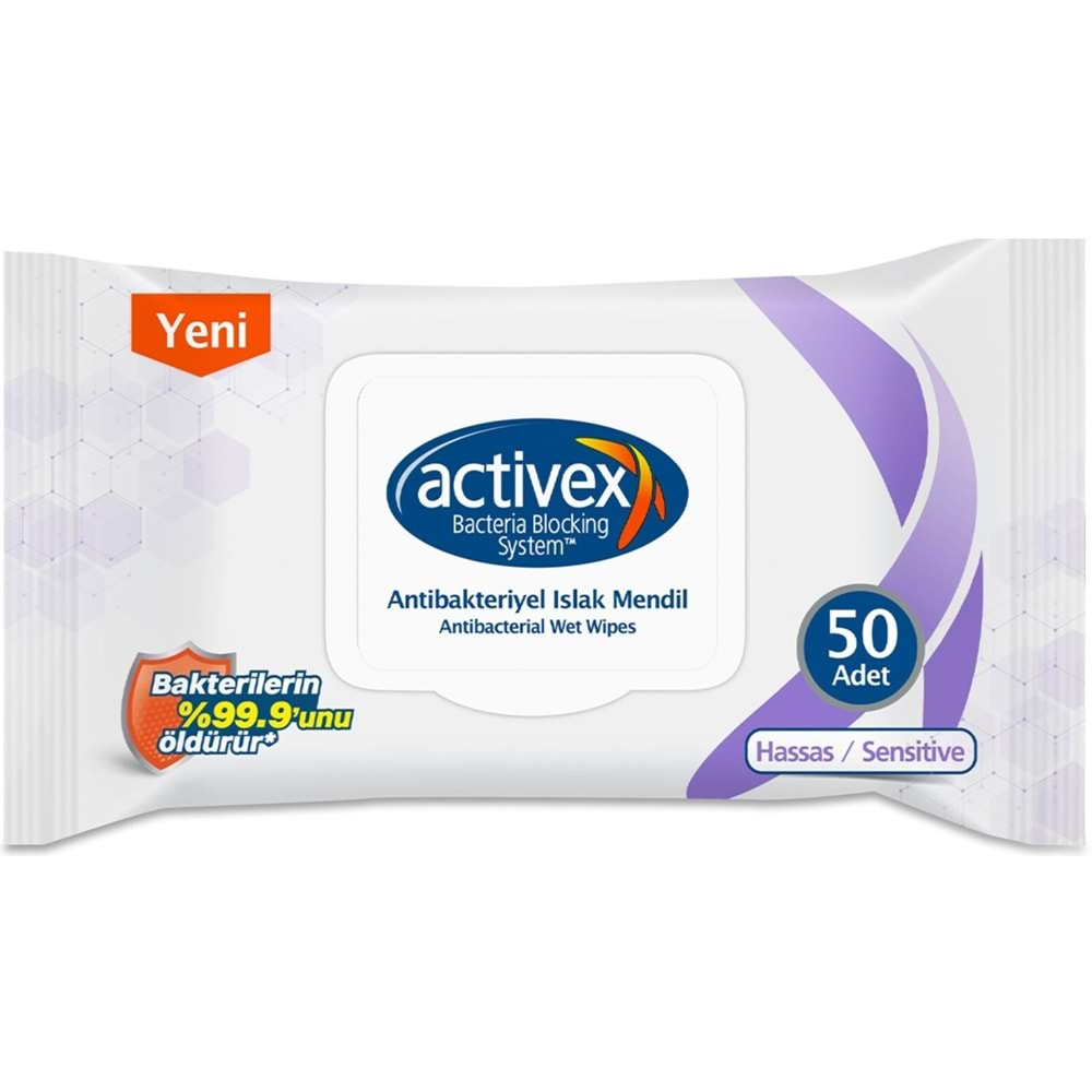 Activex Antibakteriyel Islak Havlu Mendil Hassas 50 Yaprak 9 Lu Set (450 Yaprak) Plastik Kapaklı