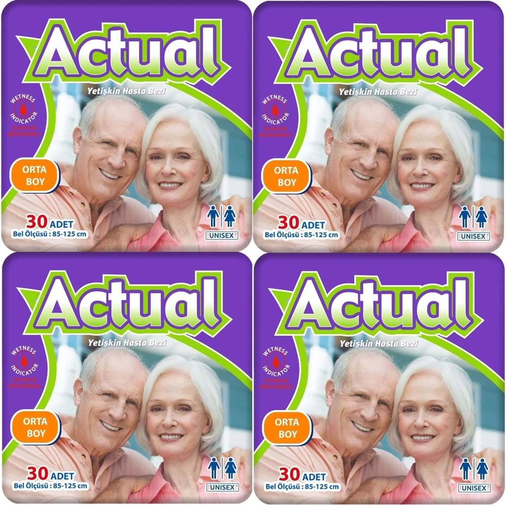 Actual Yetişkin Hasta Bezi Bel Bantlı M-Orta 120 Adet (4PK*30)