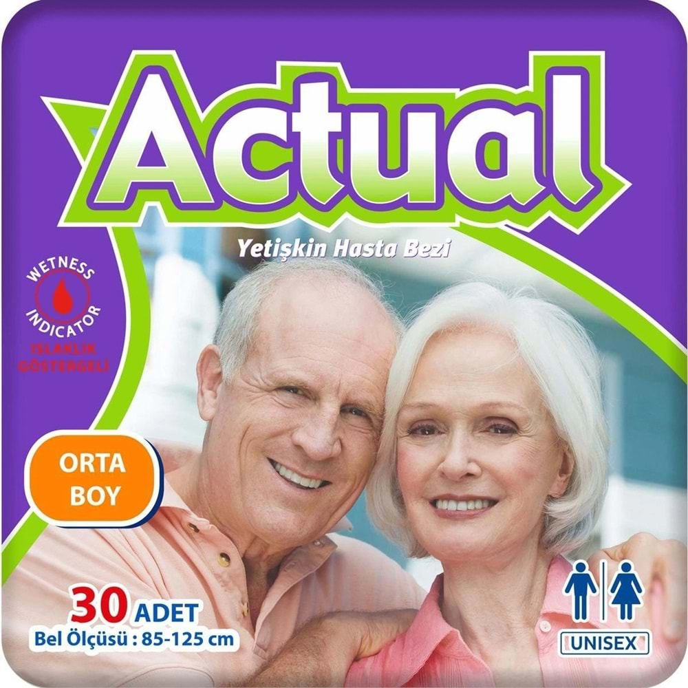 Actual Yetişkin Hasta Bezi Bel Bantlı M-Orta 120 Adet (4PK*30)