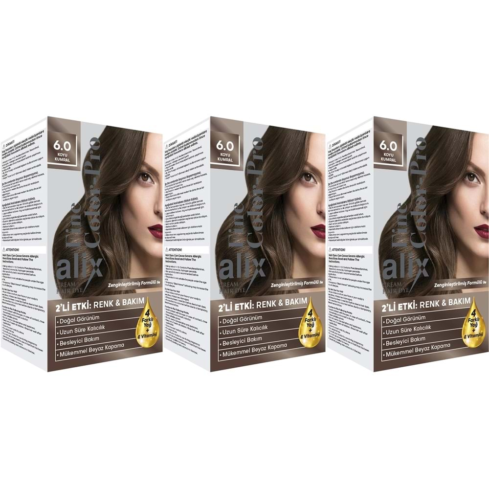 Alix 50ML Kit Saç Boyası 6.0 Koyu Kumral (3 Lü Set)