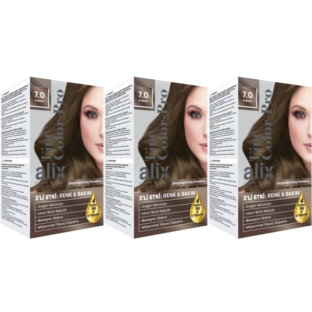 Alix 50ML Kit Saç Boyası 7.0 Kumral (3 Lü Set)