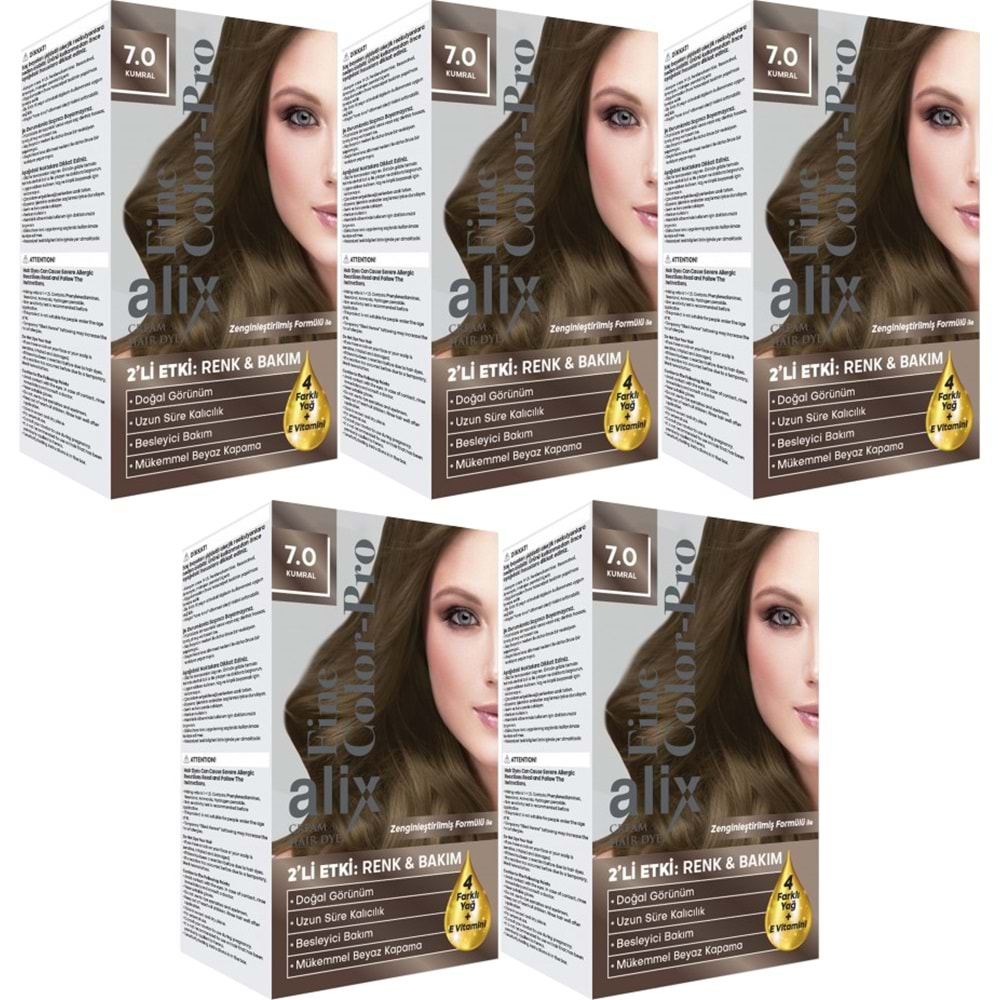 Alix 50ML Kit Saç Boyası 7.0 Kumral (5 Li Set)