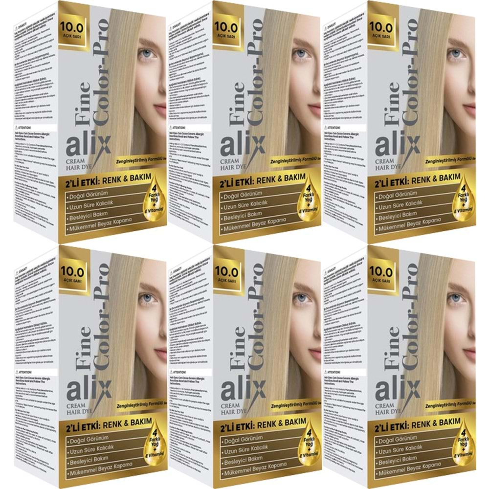 Alix 50ML Kit Saç Boyası 10.0 Açık Sarı (6 Lı Set)