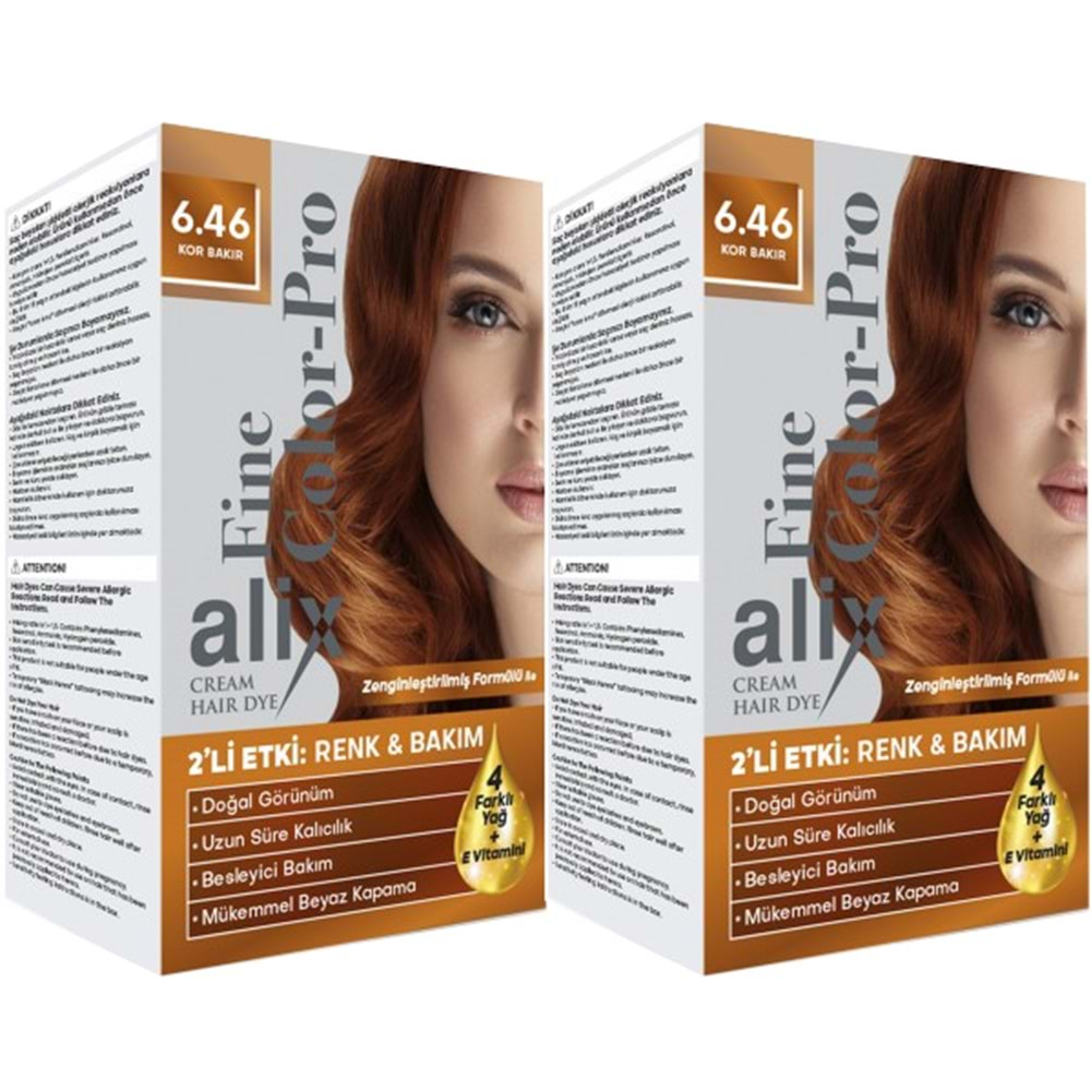 Alix 50ML Kit Saç Boyası 6.46 Kor Bakır (2 Li Set)