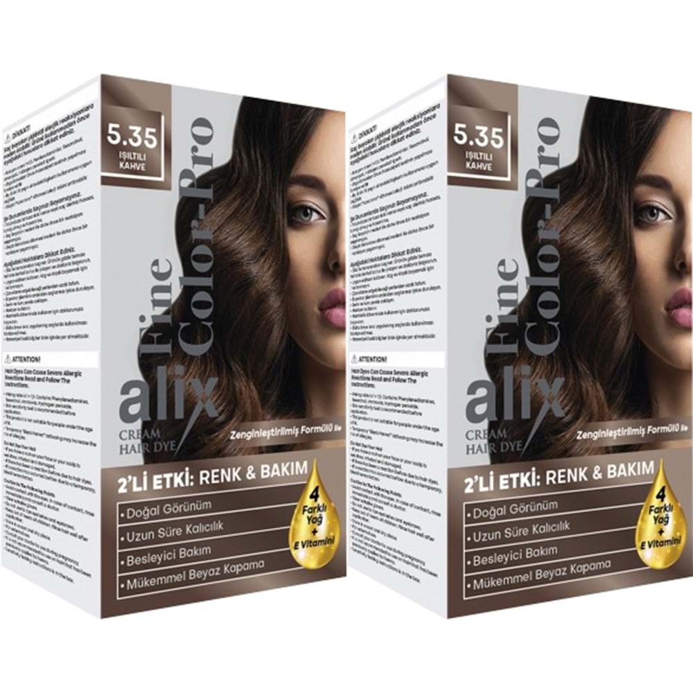 Alix 50ML Kit Saç Boyası 5.35 Işıltılı Kahve (2 Li Set)