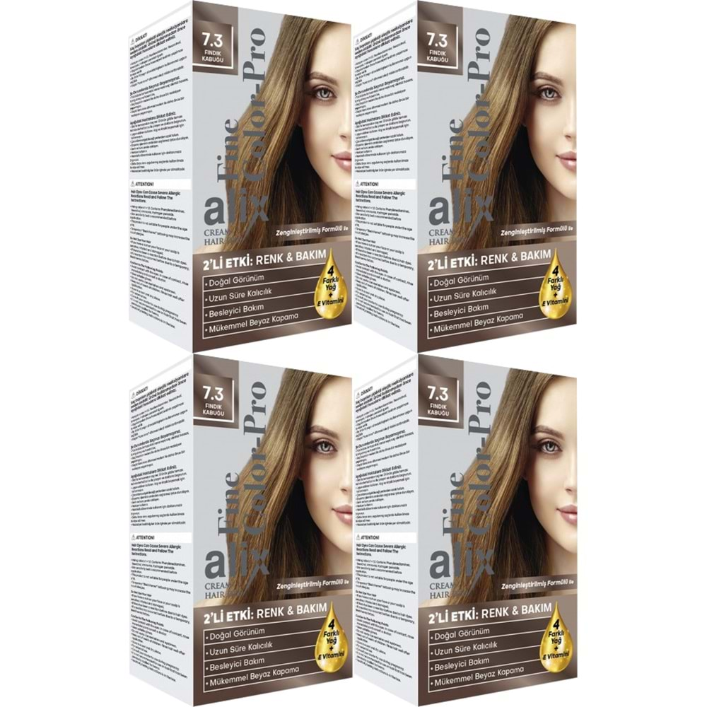 Alix 50ML Kit Saç Boyası 7.3 Fındık Kabuğu (4 Lü Set)