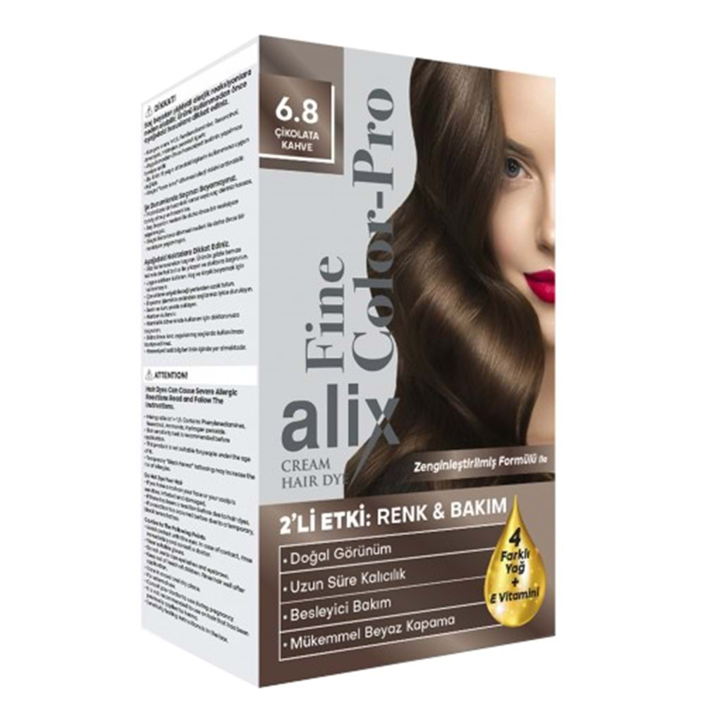 Alix 50ML Kit Saç Boyası 6.8 Çikolota Kahve (4 Lü Set)