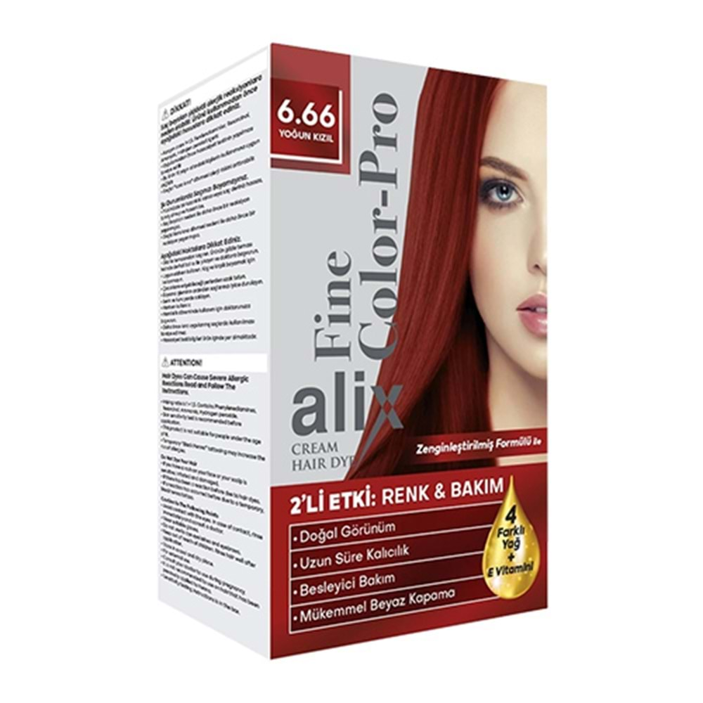 Alix 50ML Kit Saç Boyası 6.66 Yoğun Kızıl (4 Lü Set)