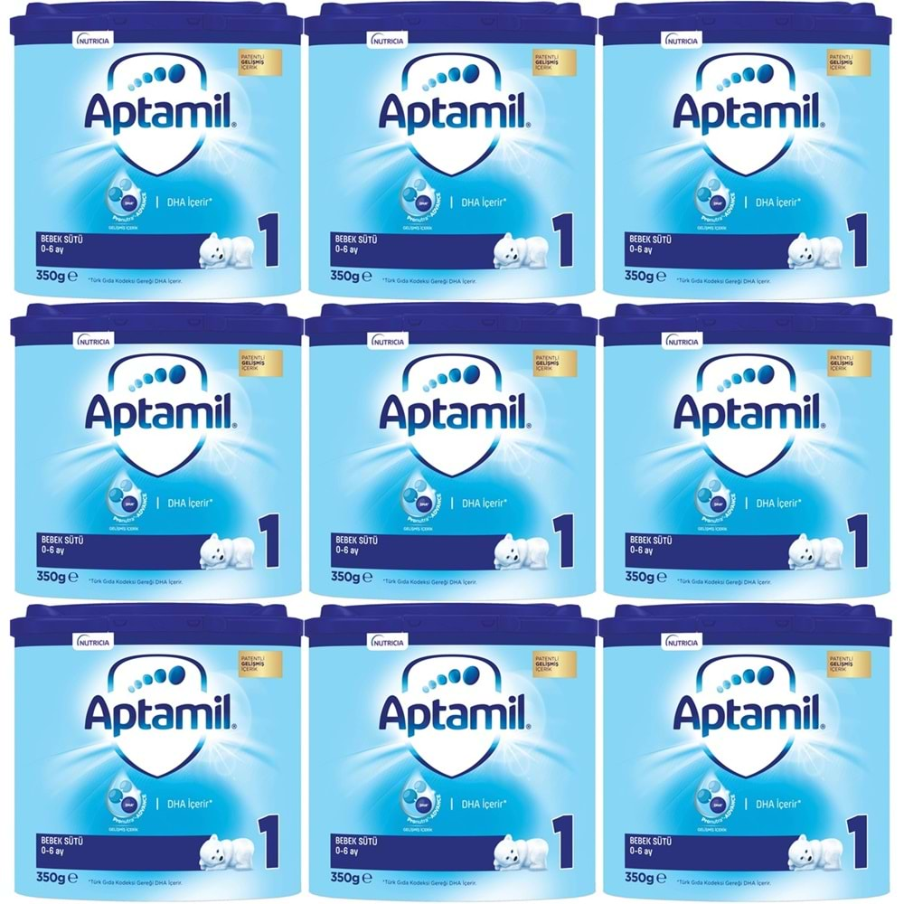 Nutrıcıa Aptamil 350GR Bebek Sütü No:1 (0-6 Ay) Doğumdan İtibaren (9 Lu Set)