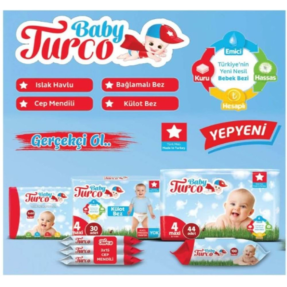 Baby Turco Islak Havlu Mendil Klasik (6 lı Set) 60 Yaprak Plastik Kapaklı (2PK*3)