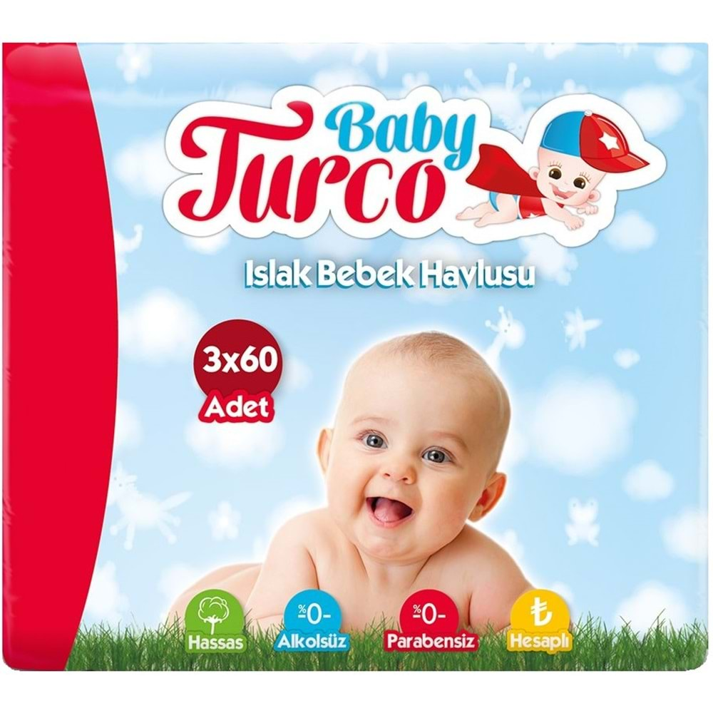 Baby Turco Islak Havlu Mendil Klasik (9 lu Set) 60 Yaprak Plastik Kapaklı (3PK*3)