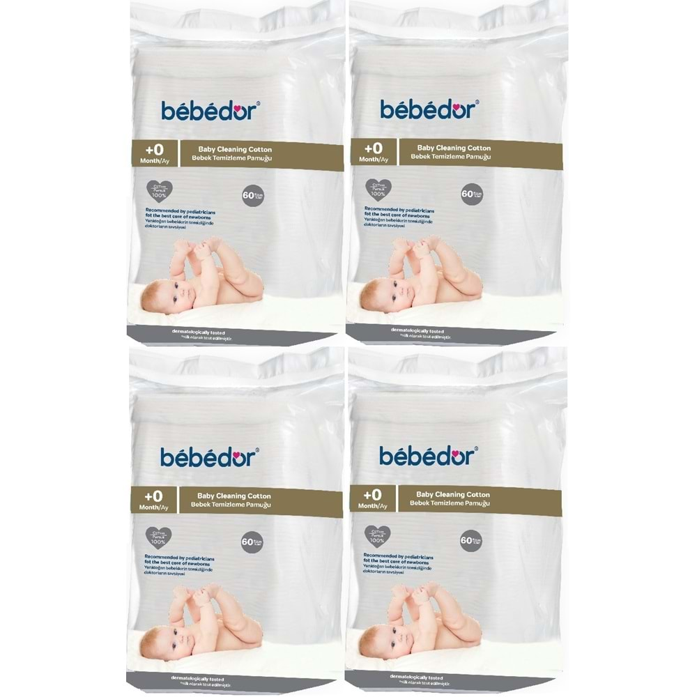 Bebedor Bebek Temizleme Pamuğu 240 Adet (4Pk*60)