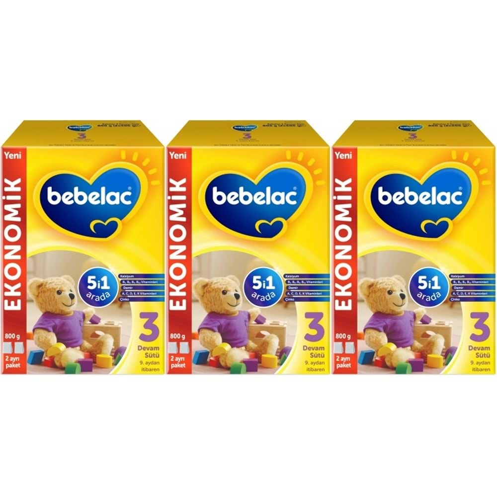 Bebelac 800GR No:3 Devam Sütü (9-12 Ay) (3 Lü Set)