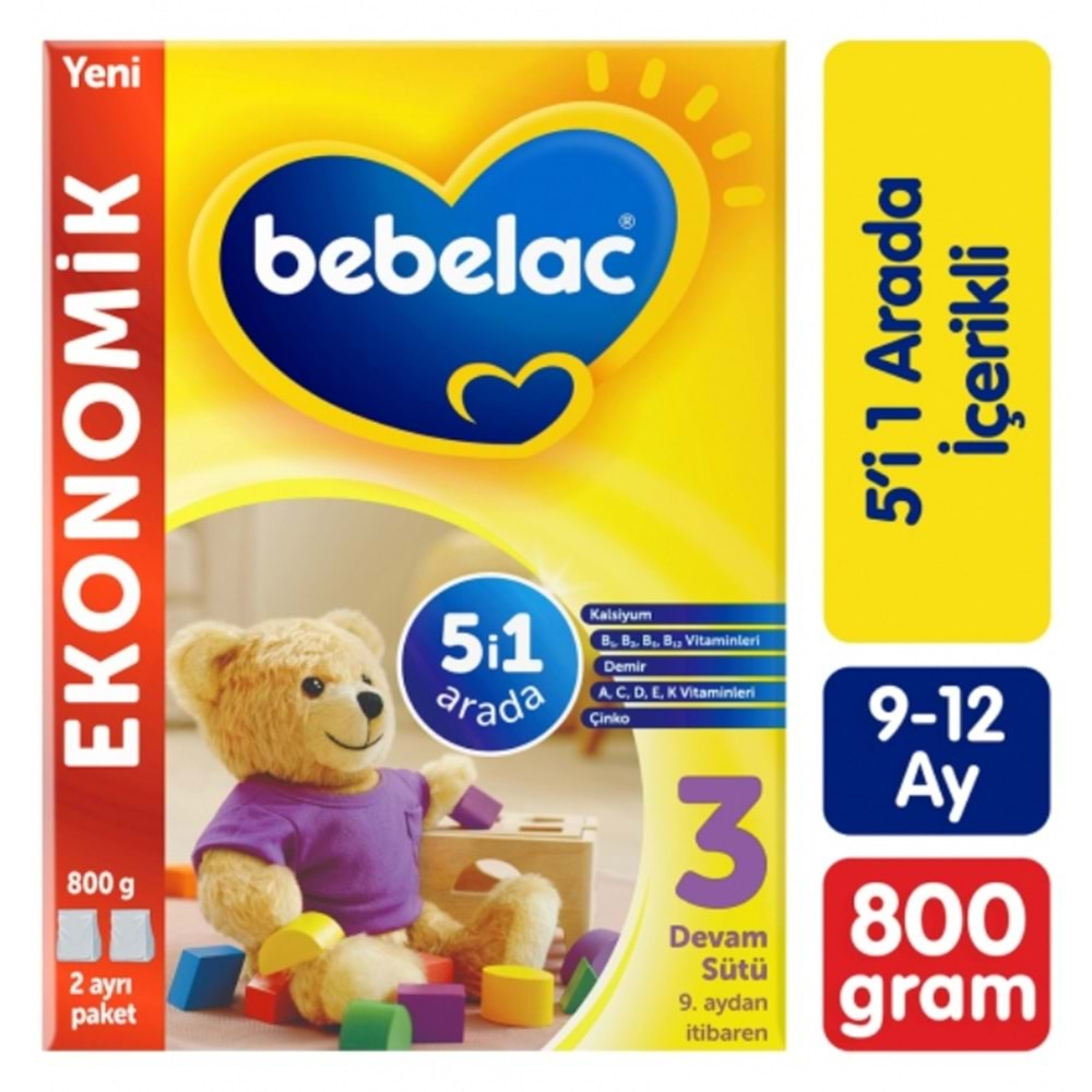 Bebelac 800GR No:3 Devam Sütü (9-12 Ay) (3 Lü Set)