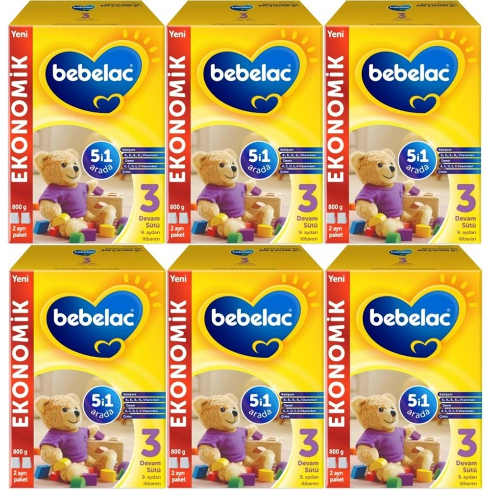 Bebelac 800GR No:3 Devam Sütü (9-12 Ay) (6 Lı Set)